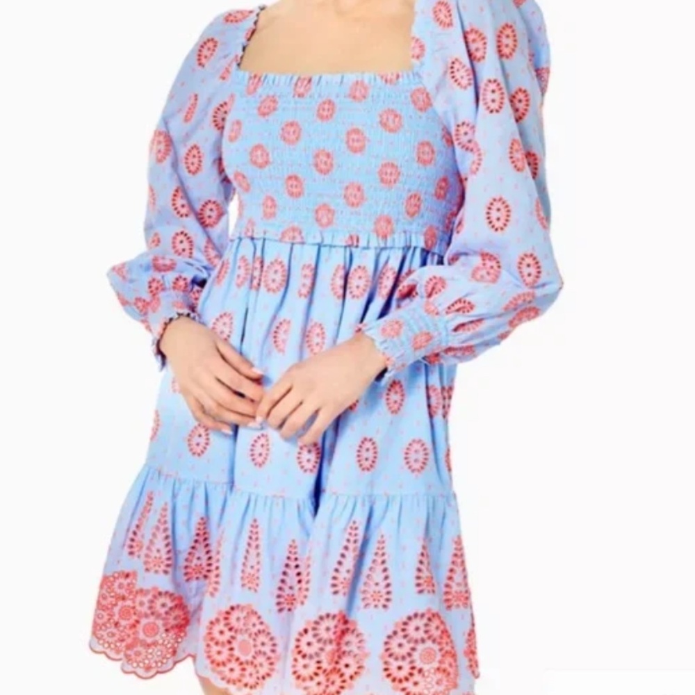 Lilly Pulitzer Rainna Eyelet Long Sleeve Dress Small